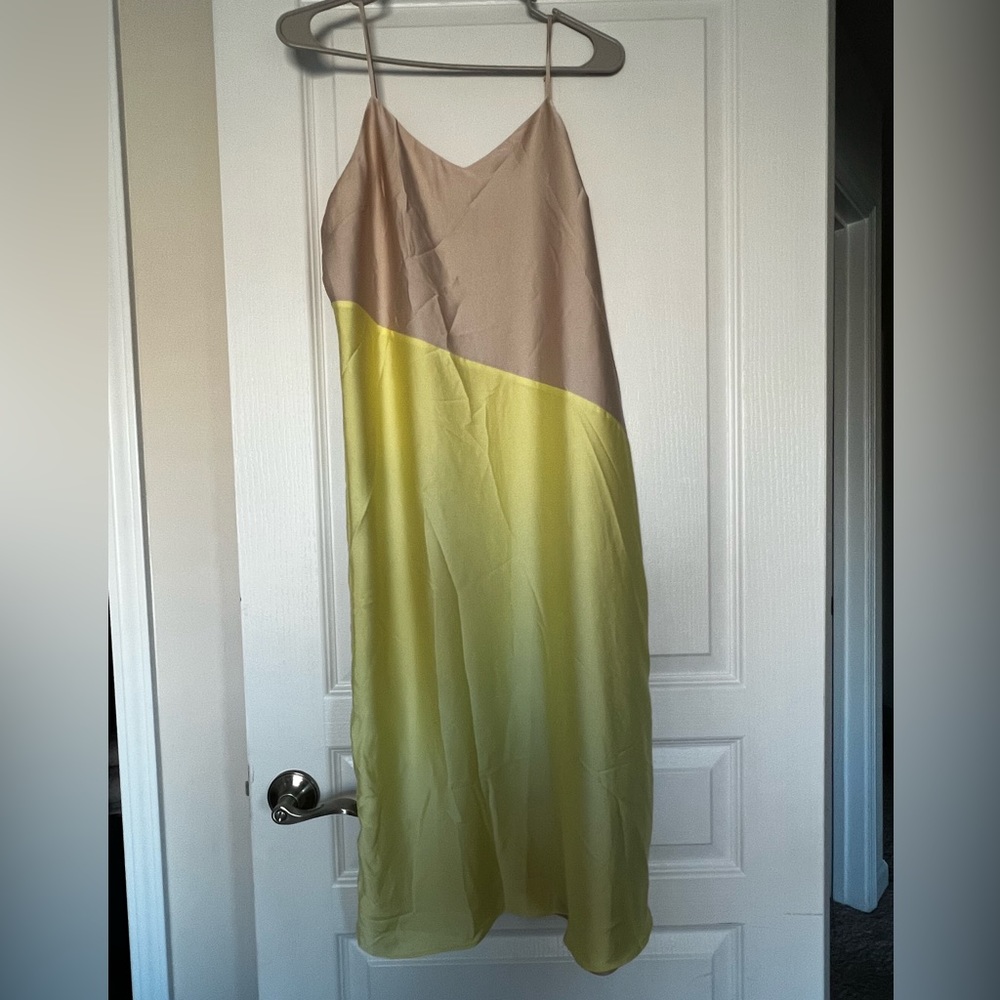 Yellow and peach slip dress